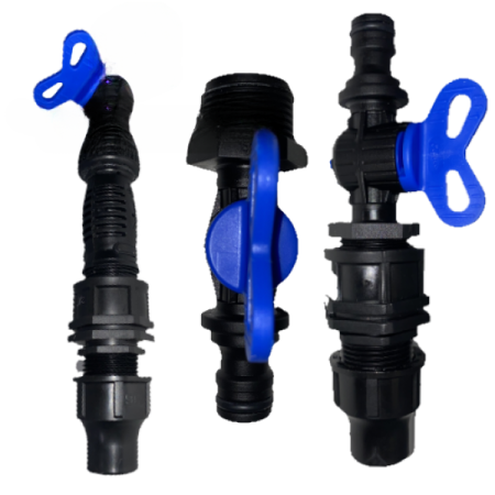 Kugelhahn, Hahnanschluss x 3/4" AG + Druckminderer 2,5 bar + Lock 16 mm